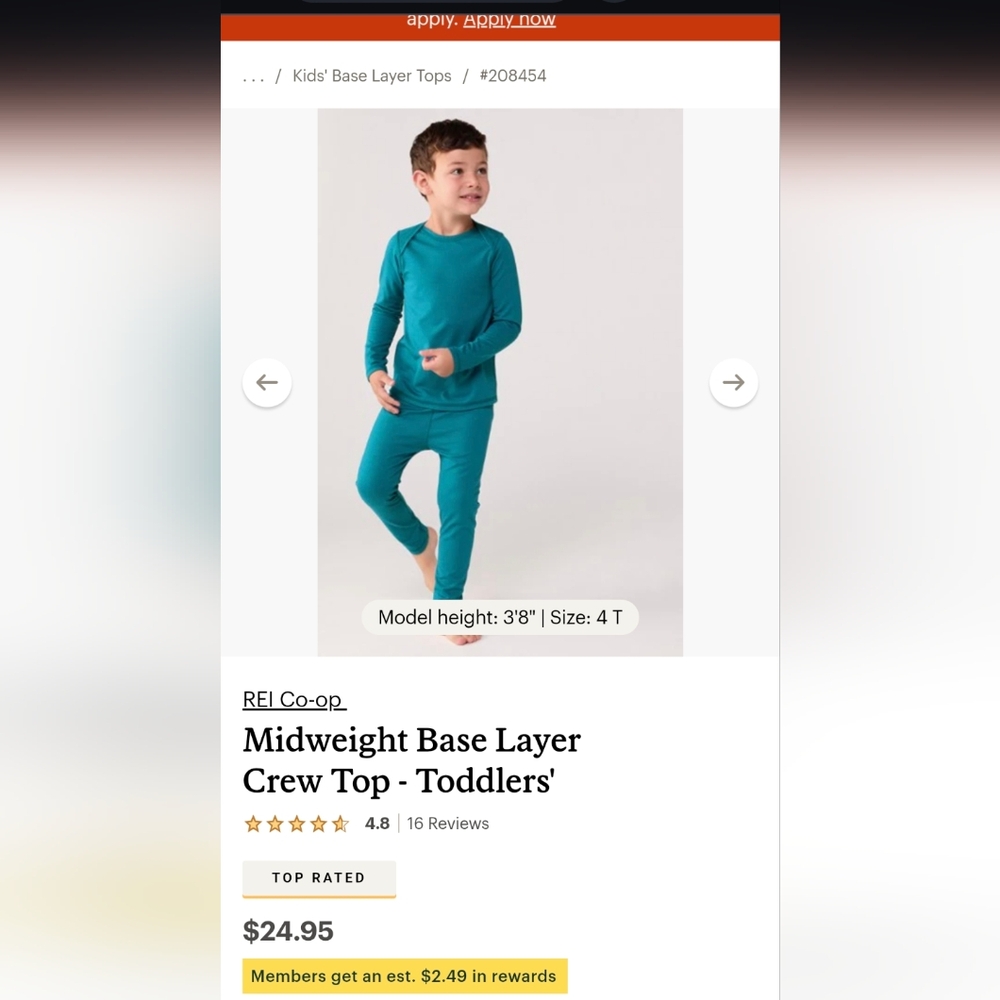 REI Kids Blue Base Layer